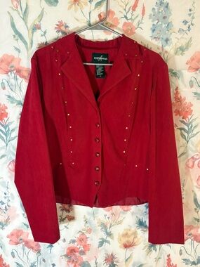 Vintage Red Women's Button-Front Jacket